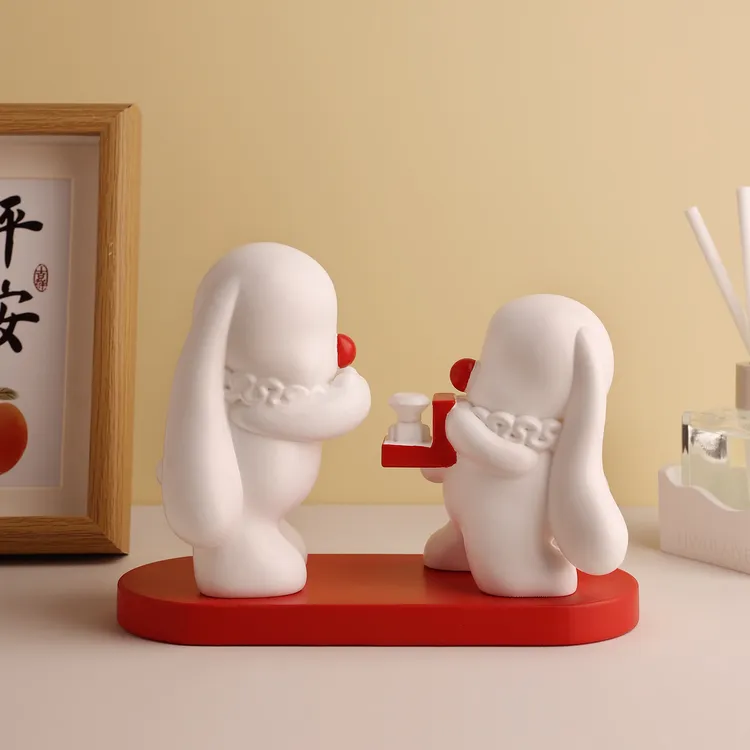 中式结婚礼物兔子桌面求婚摆件伴手礼新婚送新人订婚婚房布置装饰