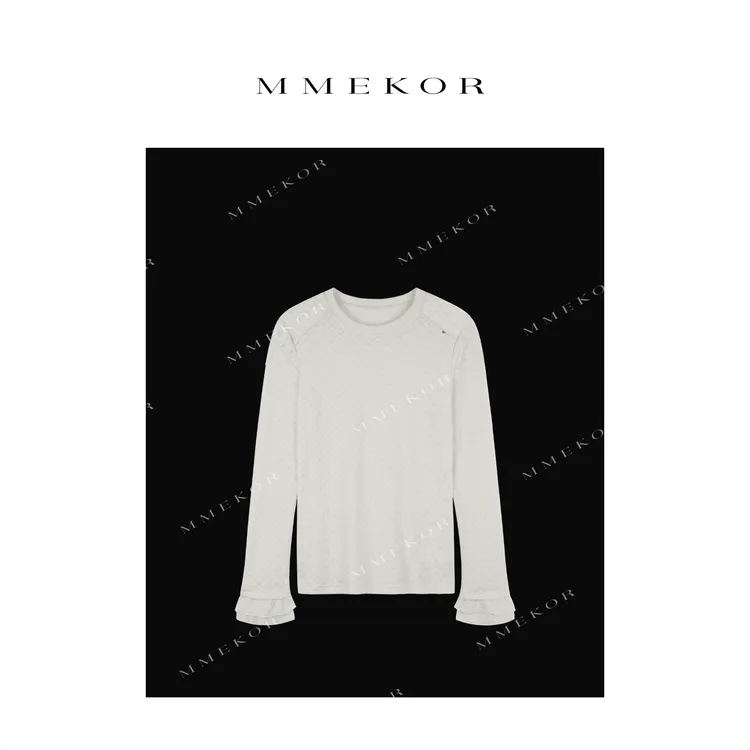 MMEKOR“维多利亚”T恤 2025新款秋款千金玛德琳气质长袖 30682