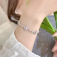 铜合金合成锆石手链 甜美粉色花朵手链女轻奢高级感精致手饰9556
