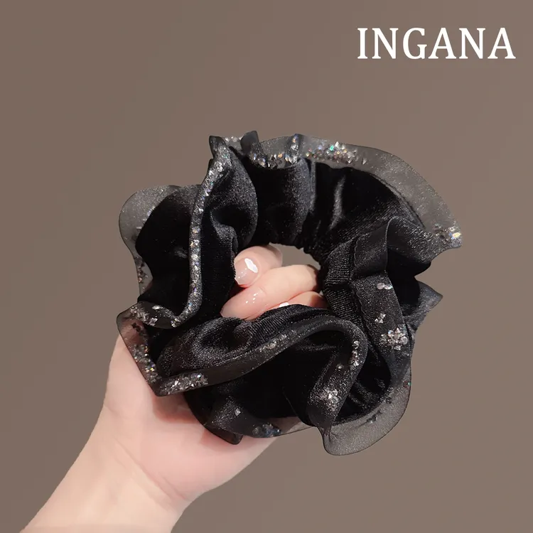 韩国东大门新款丝绒灌钻大肠发圈女优雅简约气质发绳韩版时尚头花