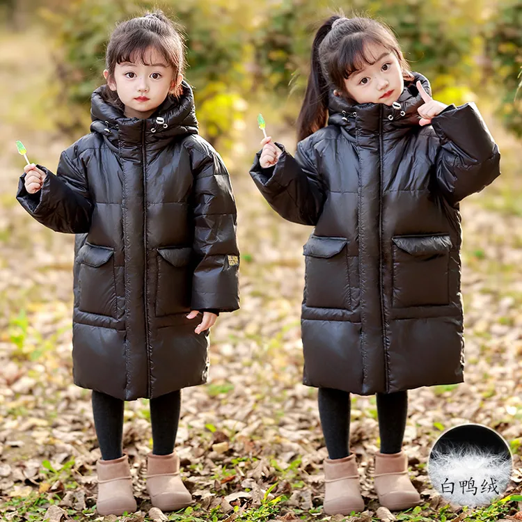 女童羽绒服儿童中长款中大童童装2025新款冬装洋气男童冬季外套潮