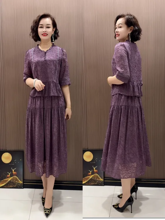 25A一218款时尚洋气遮肚宽松夏季气质中长款连衣裙