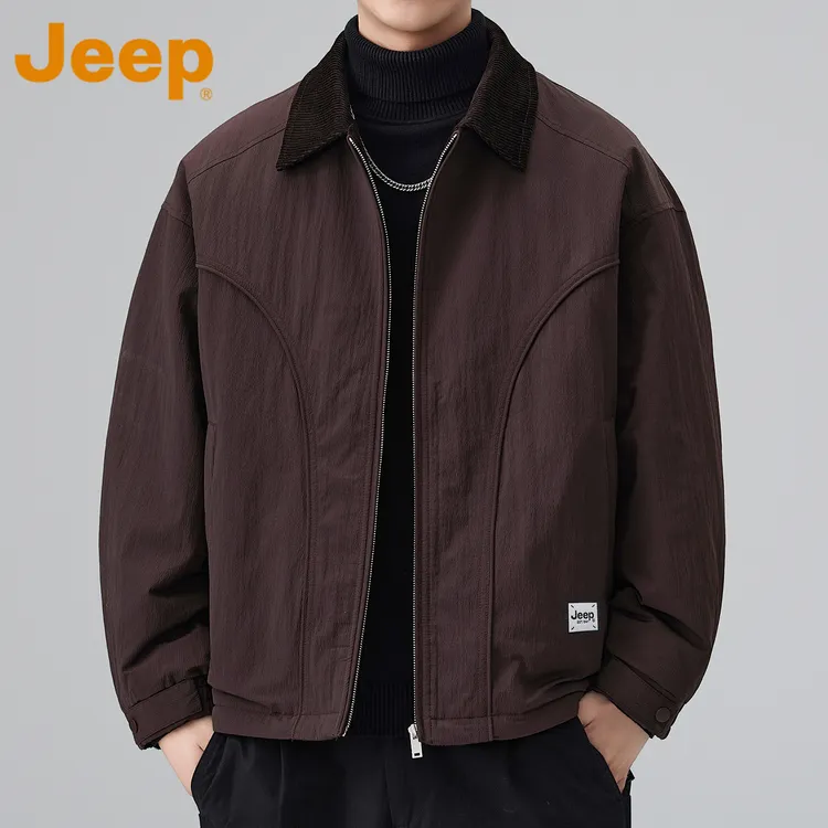 JEEP吉普90鸭绒轻薄羽绒服男款冬季撞色翻领高品质时尚潮流外套男