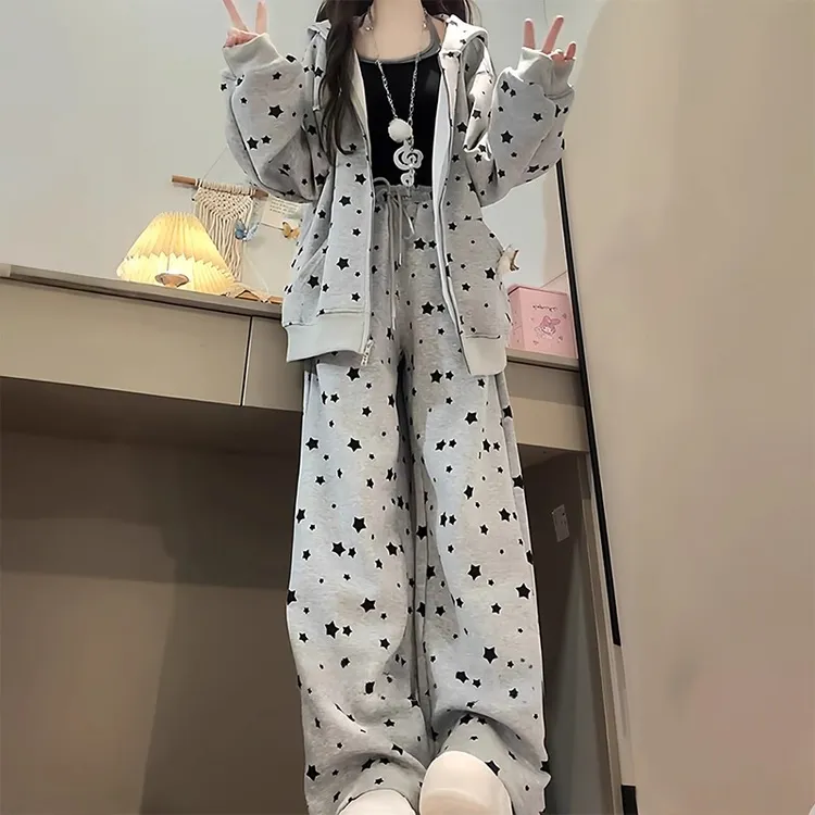 女童休闲套装2025新款初中生秋季运动卫衣两件套儿童网红炸街穿搭