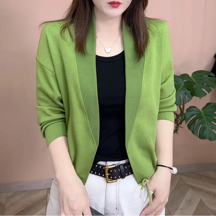 （运费补贴）2025春季新品时尚百搭显瘦休闲修身纯色设计感女士外