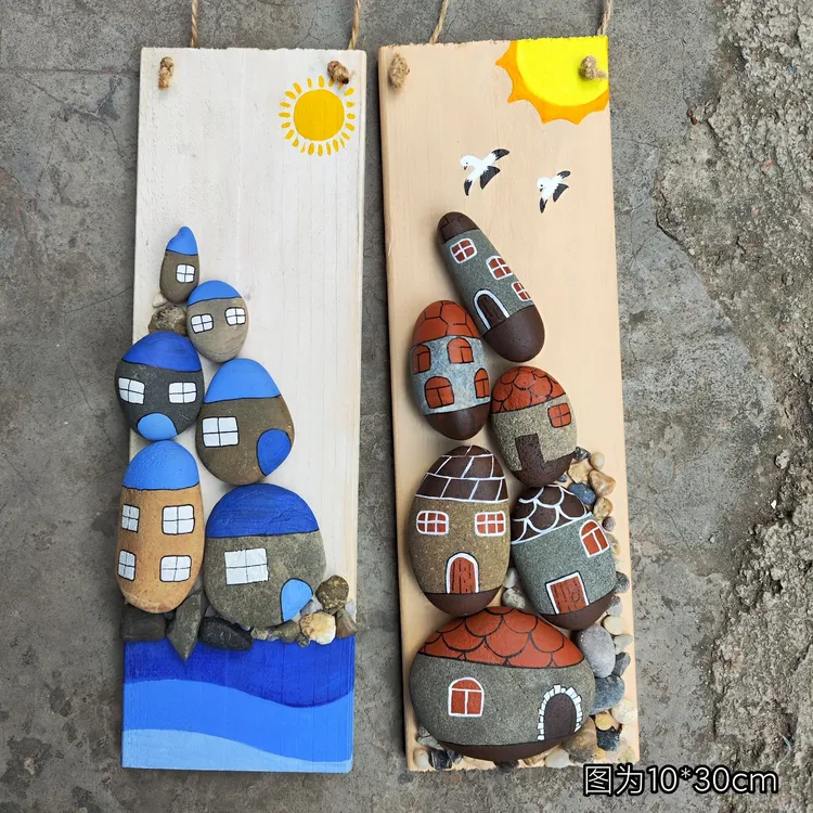 创意DIY石头木板拼贴画