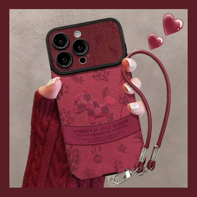 线条花小马适用苹果17华为VIVO/OPPO小米iPhone16视窗贴皮手机壳