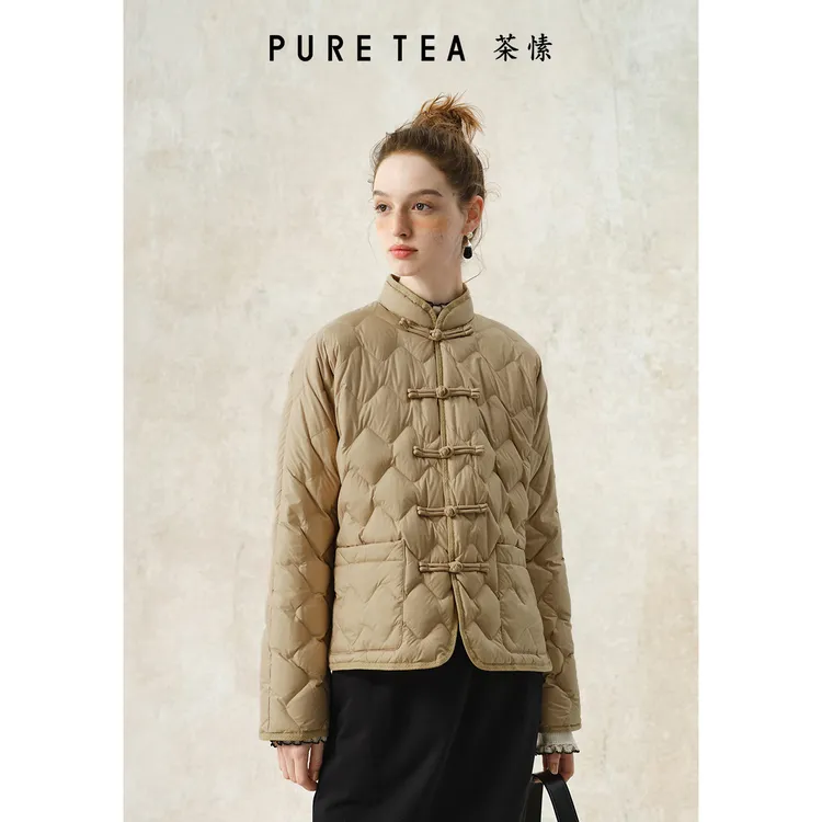 【明星同款】puretea茶愫菱格羽绒女鸭绒KF0601B41
