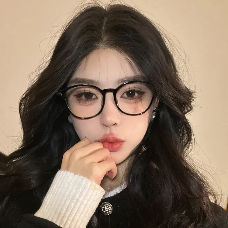 TR90超轻眼镜学生近视镜女潮方圆脸显瘦素颜高级感防蓝光镜ins风