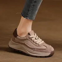 万达撤柜头层牛皮复古运动女鞋2025春秋新款软底老爹鞋德迅阿甘鞋
