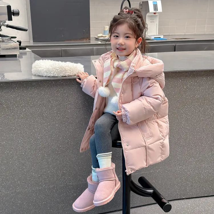 女童羽绒服2025新款洋气女宝宝冬季中长款外套儿童白鸭绒羽绒棉袄