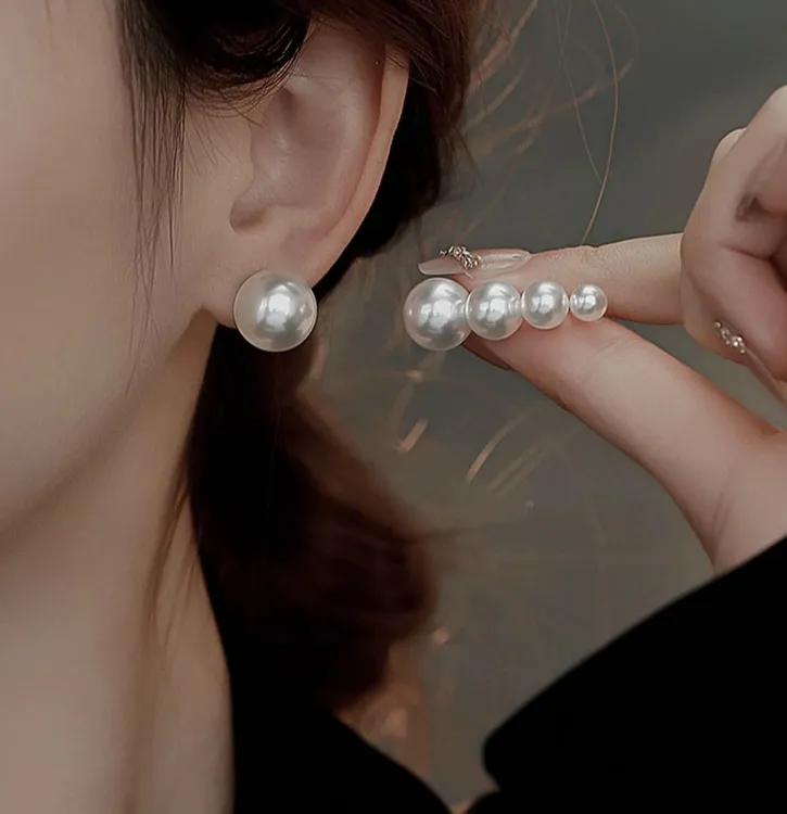 925银仿珍珠耳饰 百搭日韩轻奢风女耳钉复古古法气质优雅精致