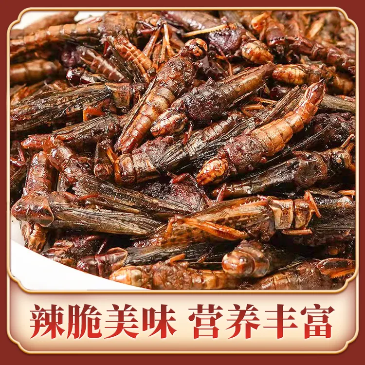 （香脆）香辣孜然即食带翅香酥蚱蜢香脆油炸蝗虫食用下酒菜山东特产