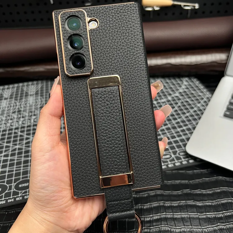 莎浩顺丰 适用于三星W25手机壳w26真皮翻盖Fold7腕带支架商务皮套