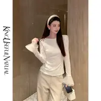 KUN【知秋】精致又仙气 秋冬微镂空肌理百搭拼钻条蕾丝设计感上衣