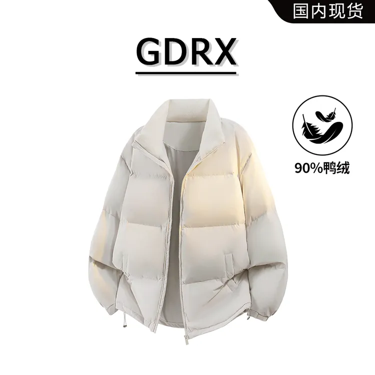 GDRX美式纯色潮流羽绒服男冬季宽松舒适百搭外套轻奢简约风男装