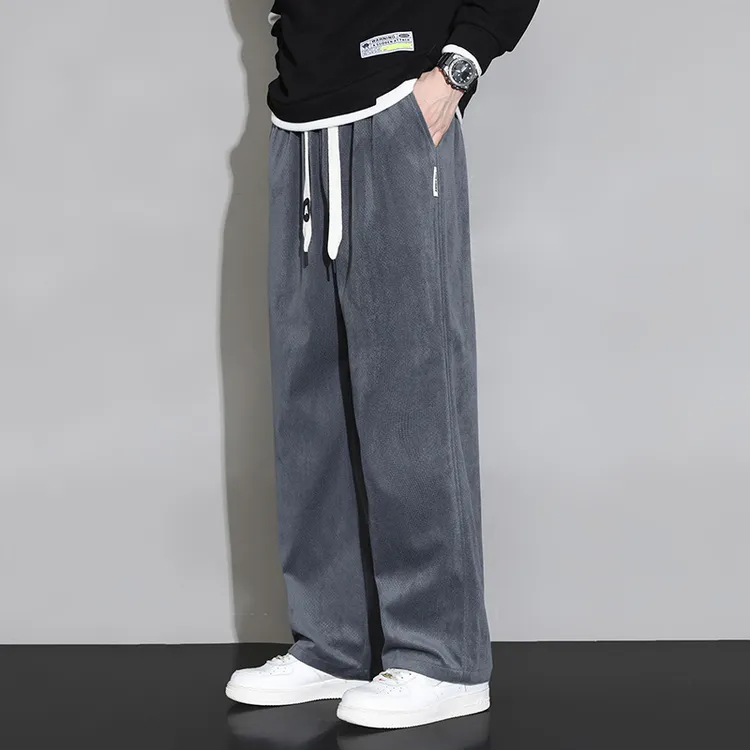 休闲长裤春季阔腿裤子休闲裤直筒大码男士运动裤宽松学生春秋百搭