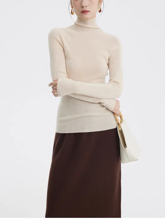 无缝18针扬子精纺超细纯色100%羊毛打底针织高领套头女装上身毛衣