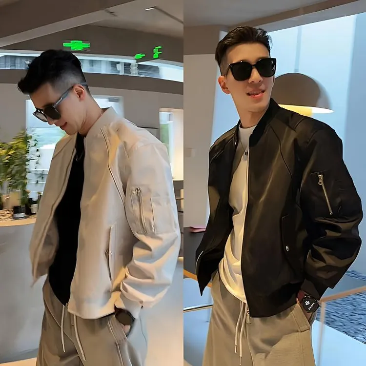 美式飞行员夹克外套男秋季新款高级感痞帅百搭宽松休闲拼接棒球服
