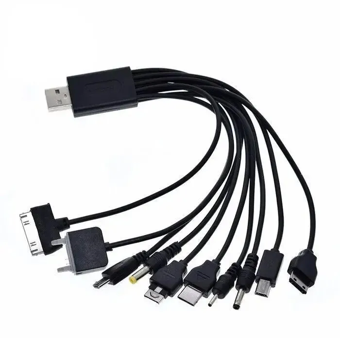 USB一拖十手机万能充电线多功能圆头10合1充电线 电源线