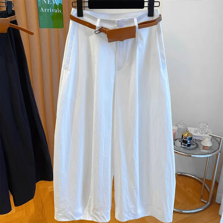 今年流行的白色气球裤女夏2025新款宽松休闲百搭漂亮配腰带长裤子