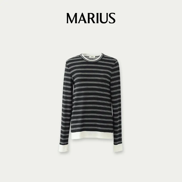 MARIUS【琥珀流光风】‘羊小条’经典条纹假两件