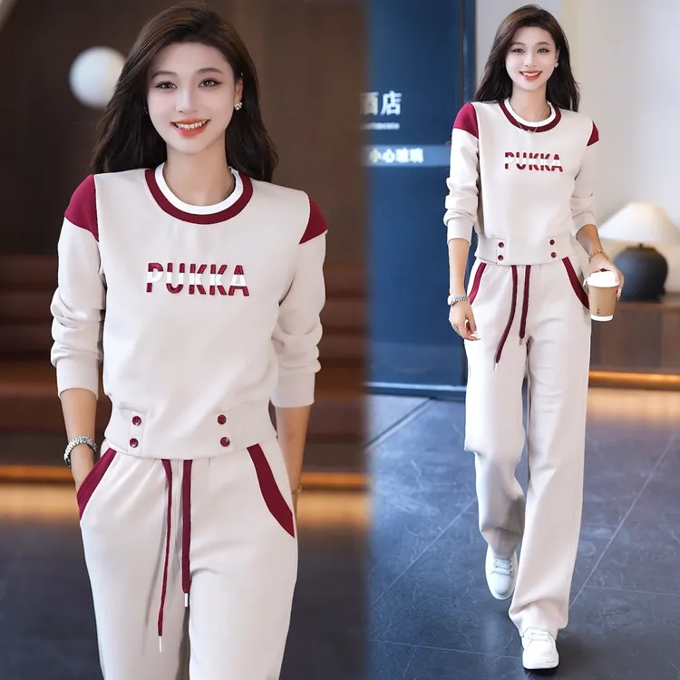优依纯拼接春秋女士卫衣运动服套装2025新休闲时尚两件套洋气时髦