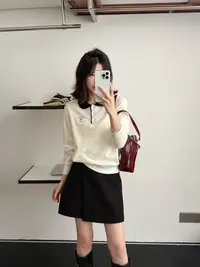 【阿凯自制】8425  韩系百搭娃娃领减龄刺绣针织上衣