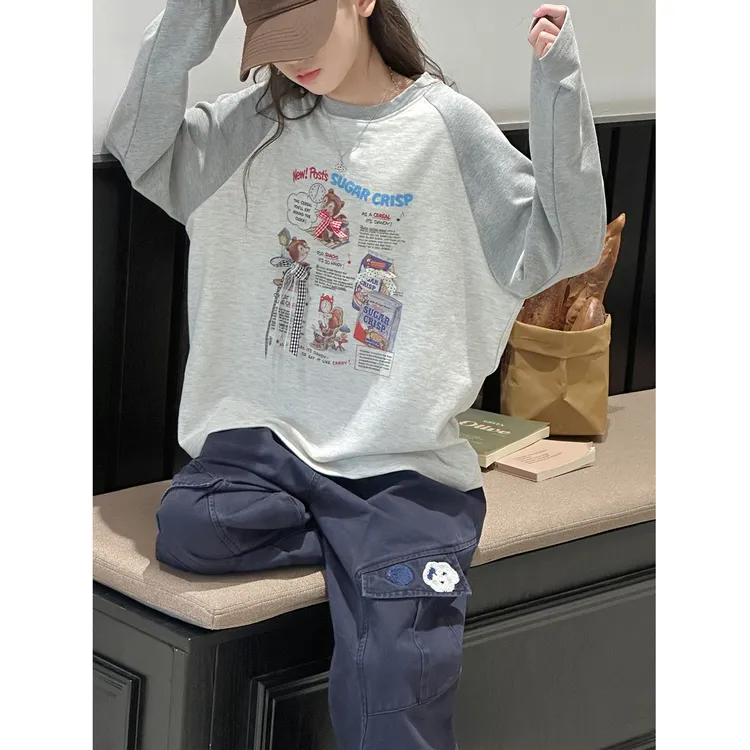 K29791孙小美插肩袖女童长袖T恤2025秋装新款儿童上衣春秋打底衫t