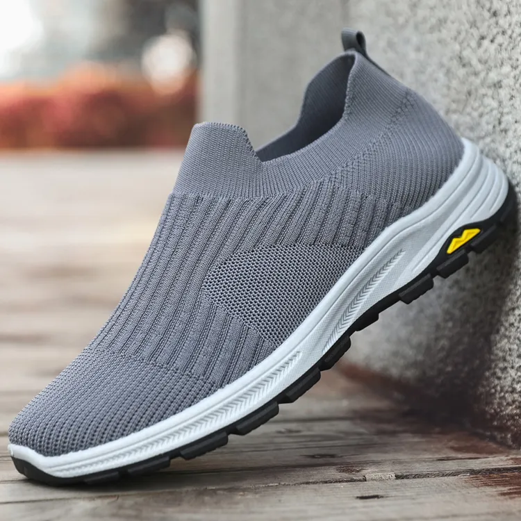 航瑞休闲男鞋春夏季素面厚底透气运动鞋老北京布鞋男士飞织爸爸鞋