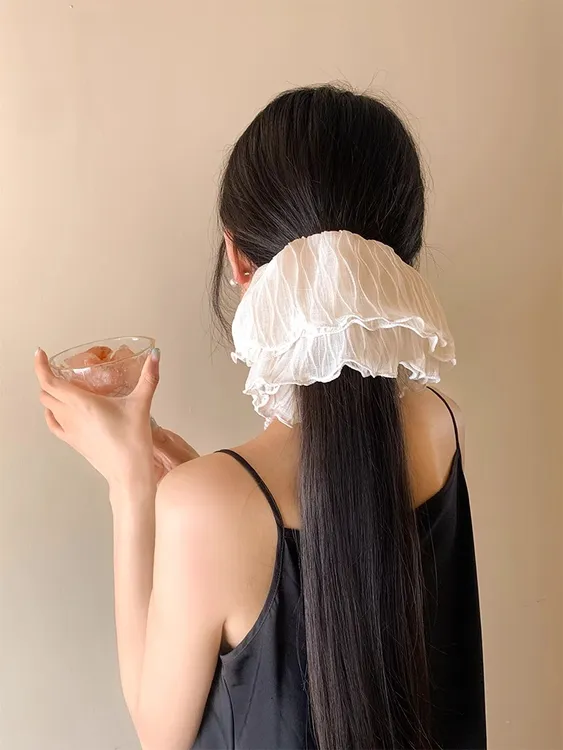 温柔至极~超仙法式蕾丝大肠发圈女大号后脑勺高级感百搭头绳发饰