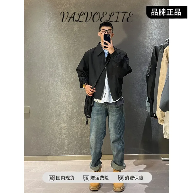 秋季新款纯色垫肩潮流设计休闲男经典痞帅百搭宽松高级男款夹克