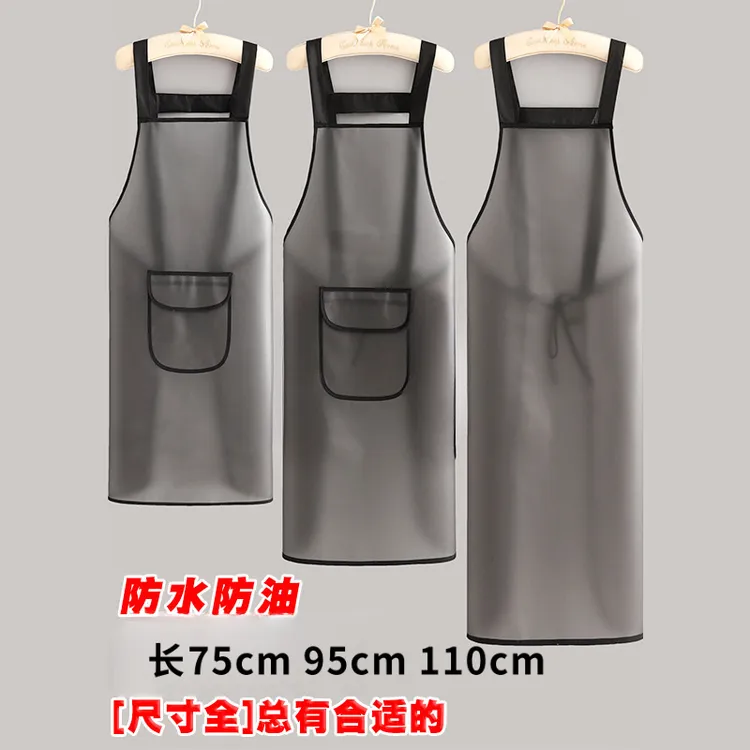 2025简约背带TPU防水围裙透明做饭舒适水产店成人工作服罩衣商用