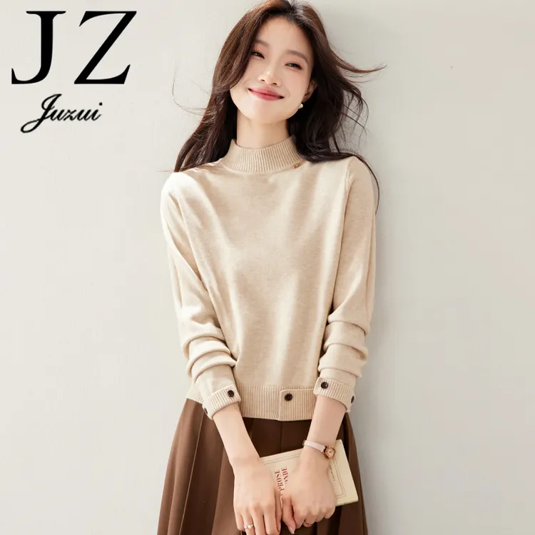 JZ玖姿正品清仓折扣女装简约半高领针织衫时尚百搭通勤风冬季上衣