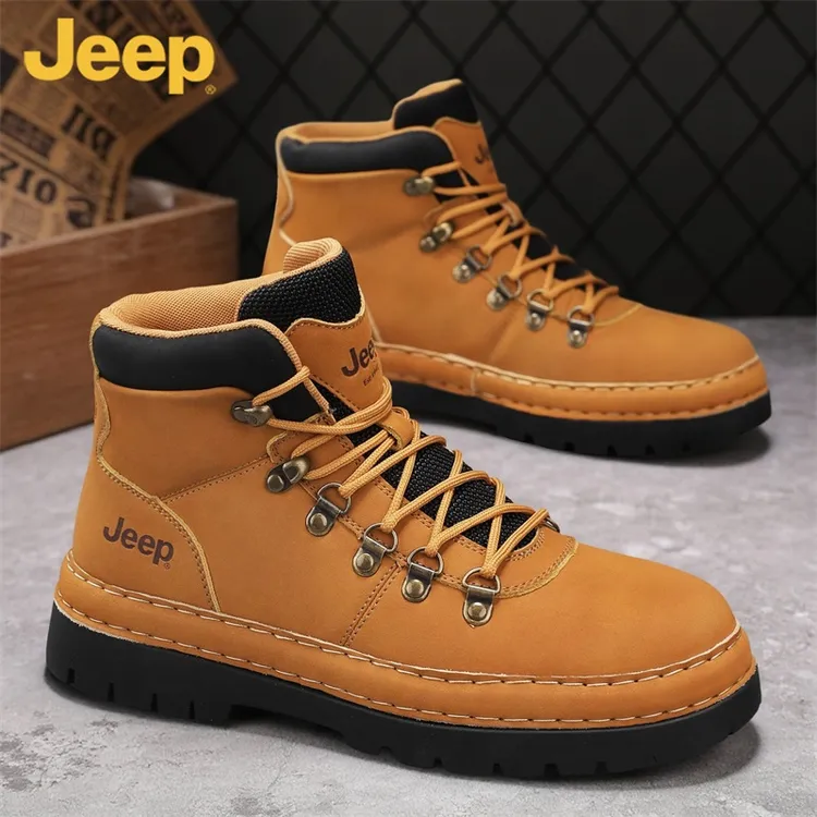 jeep吉普男士马丁靴高帮2025新款秋季大黄靴英伦风休闲户外工装靴