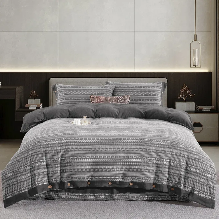 AB版【布拉格-多色】全棉色织提花被套四件套柔软透气四季保温家纺A