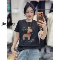 冬季新款休闲百搭小马加厚刺绣半袖T恤(8212)