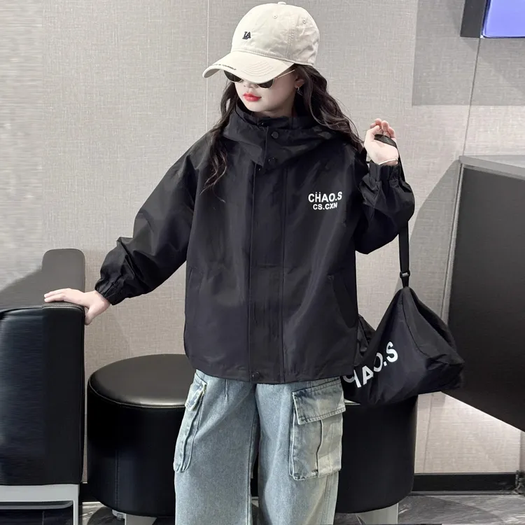 女童冲锋衣外套春秋2025新款洋气时髦大童6-12岁秋装儿童防风上衣