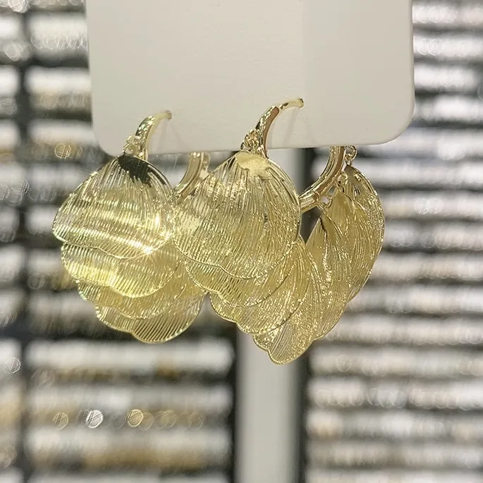 铜合金耳饰 新款爱心网纱蝶翼耳扣流苏