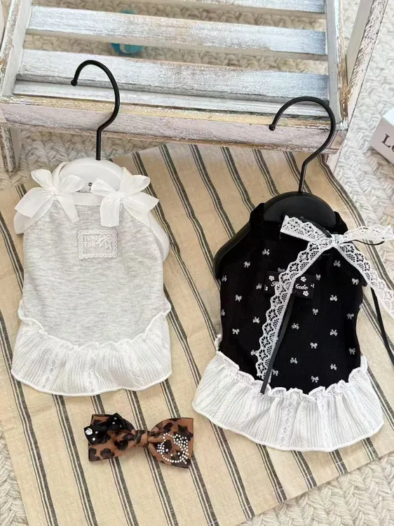 芭蕾舞风蕾丝裙舒适棉早秋宠物衣服