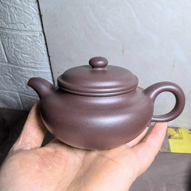 宜兴紫砂壶 仿古壶 紫泥 降坡泥 200cc 半手工