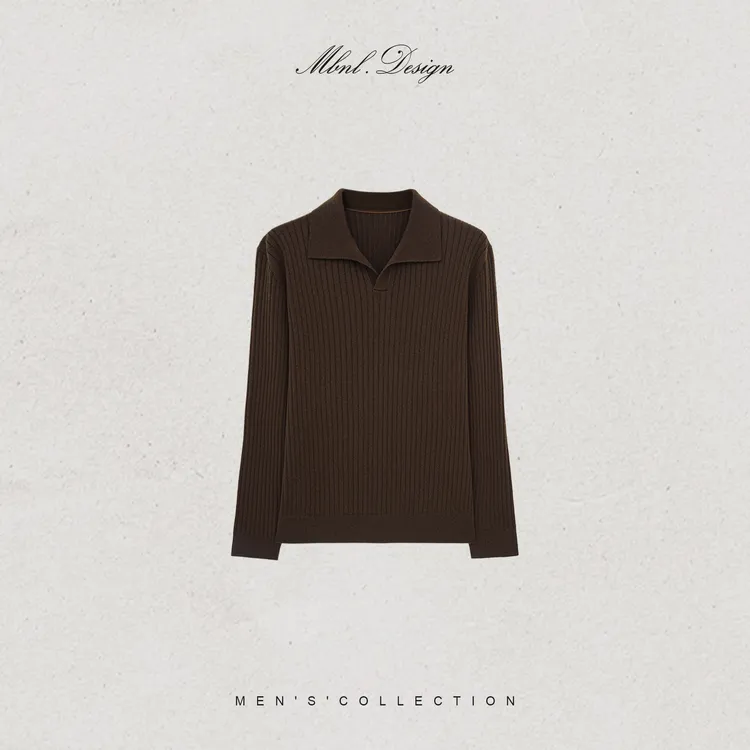 MBNL-F「Rib Knit」秦磊男装德国进口机器羊毛混纺Polo衫LL-WSY1149