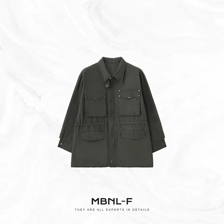 MBNL-F“复古军绿” 100%棉重工定染立领工装外套 秦磊XM-XWT5573