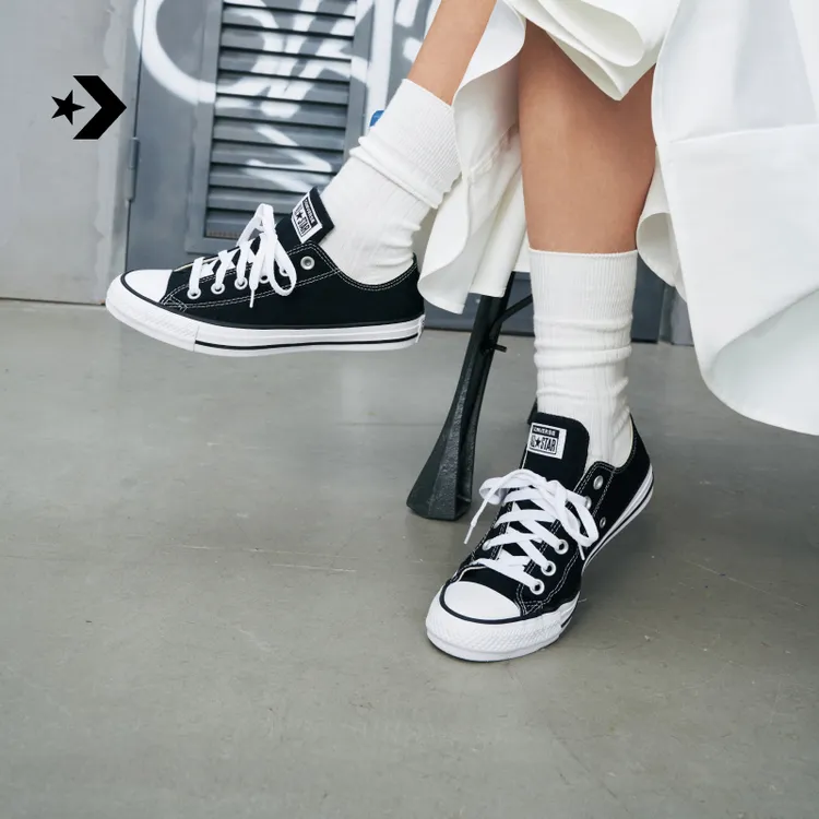 匡威AllStar经典帆布男女低帮休闲运动鞋黑色CONVERSE 101001