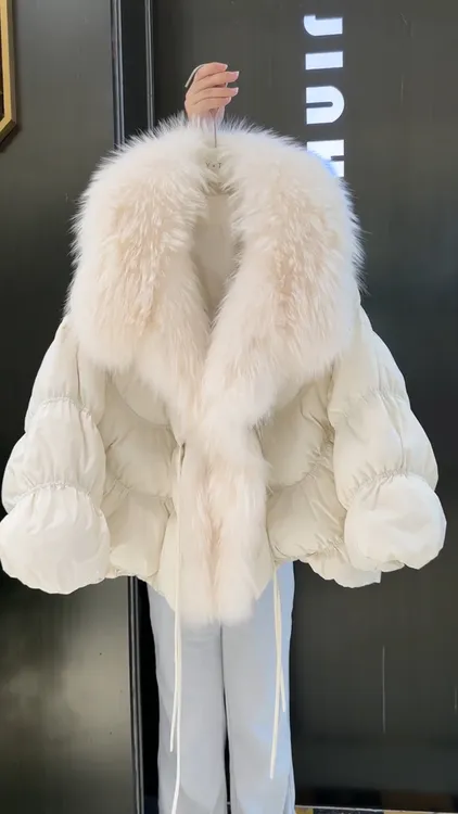 高端面包服韩版宽松加厚外套女装流行冬季新款设计大毛领保暖上衣