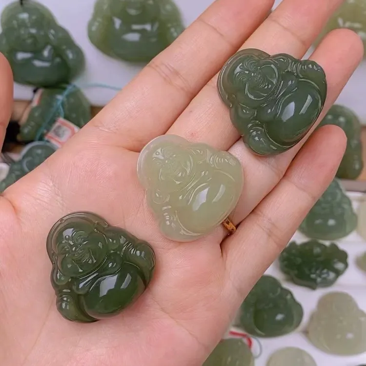 【双11促销】天然和田玉30mm弥勒玉佛笑口常开自带高货绳2