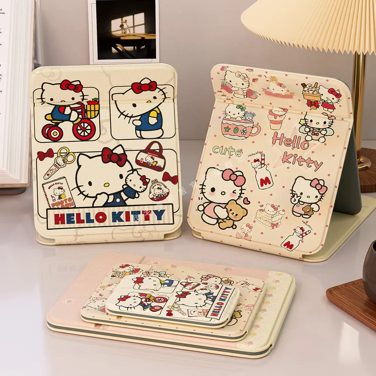 老湾镜子可爱简约猫折叠化妆镜便携式镜子家用办公补妆镜