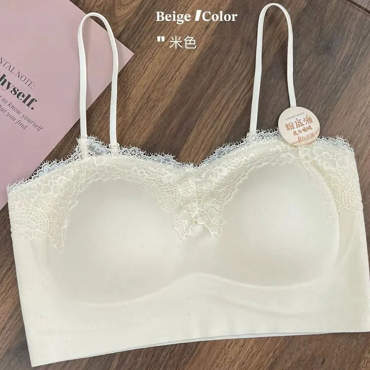 2025早秋新款法式水溶蕾丝无痕抹胸式AB美背吊带