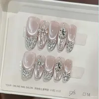 【铂金丝缎】纯手工腮红气质猫眼可拆卸穿戴式美甲
