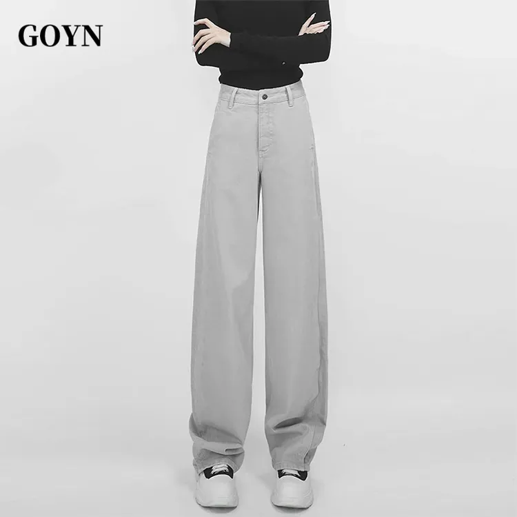 GOYN美式男装纯色复古高级感秋季新款直筒高街男士休闲弯刀牛仔裤